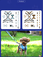 Customizable Pet Harnesses Set: harness、collar、leash、poop bag holder、bowtie、bandana