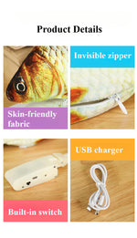 "Best Selling Auto-Sensor Electric Wiggling Fish Toy - Rechargeable Cat & Dog Interactive Toy, Durable & Chew-Resistant, 6+ Styles!"