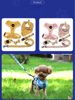 Customizable Pet Harnesses Set: harness、collar、leash、poop bag holder、bowtie、bandana