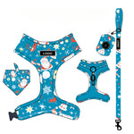 Customizable Pet Harnesses Set: harness、collar、leash、poop bag holder、bowtie、bandana