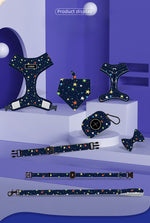 Customizable Pet Harnesses Set: harness、collar、leash、poop bag holder、bowtie、bandana