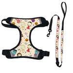 Customizable Pet Harnesses Set: harness、collar、leash、poop bag holder、bowtie、bandana