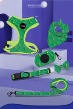 Customizable Pet Harnesses Set: harness、collar、leash、poop bag holder、bowtie、bandana