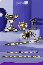 Customizable Pet Harnesses Set: harness、collar、leash、poop bag holder、bowtie、bandana