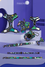 Customizable Pet Harnesses Set: harness、collar、leash、poop bag holder、bowtie、bandana