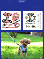 Customizable Pet Harnesses Set: harness、collar、leash、poop bag holder、bowtie、bandana
