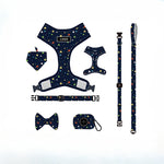 Customizable Pet Harnesses Set: harness、collar、leash、poop bag holder、bowtie、bandana