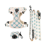 Customizable Pet Harnesses Set: harness、collar、leash、poop bag holder、bowtie、bandana