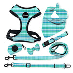 Customizable Pet Harnesses Set: harness、collar、leash、poop bag holder、bowtie、bandana