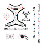 Customizable Pet Harnesses Set: harness、collar、leash、poop bag holder、bowtie、bandana