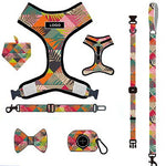 Customizable Pet Harnesses Set: harness、collar、leash、poop bag holder、bowtie、bandana