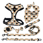 Customizable Pet Harnesses Set: harness、collar、leash、poop bag holder、bowtie、bandana