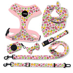 Customizable Pet Harnesses Set: harness、collar、leash、poop bag holder、bowtie、bandana