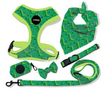 Customizable Pet Harnesses Set: harness、collar、leash、poop bag holder、bowtie、bandana