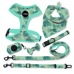 Customizable Pet Harnesses Set: harness、collar、leash、poop bag holder、bowtie、bandana
