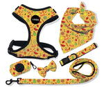 Customizable Pet Harnesses Set: harness、collar、leash、poop bag holder、bowtie、bandana
