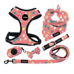 Customizable Pet Harnesses Set: harness、collar、leash、poop bag holder、bowtie、bandana