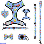 Customizable Pet Harnesses Set: harness、collar、leash、poop bag holder、bowtie、bandana