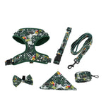 Customizable Pet Harnesses Set: harness、collar、leash、poop bag holder、bowtie、bandana
