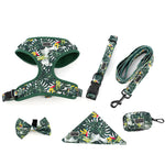 Customizable Pet Harnesses Set: harness、collar、leash、poop bag holder、bowtie、bandana