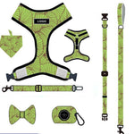 Customizable Pet Harnesses Set: harness、collar、leash、poop bag holder、bowtie、bandana