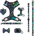 Customizable Pet Harnesses Set: harness、collar、leash、poop bag holder、bowtie、bandana