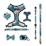 Customizable Pet Harnesses Set: harness、collar、leash、poop bag holder、bowtie、bandana