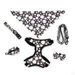 Customizable Pet Harnesses Set: harness、collar、leash、poop bag holder、bowtie、bandana