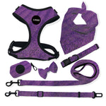 Customizable Pet Harnesses Set: harness、collar、leash、poop bag holder、bowtie、bandana