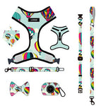 Customizable Pet Harnesses Set: harness、collar、leash、poop bag holder、bowtie、bandana