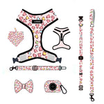 Customizable Pet Harnesses Set: harness、collar、leash、poop bag holder、bowtie、bandana