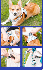 Customizable Pet Harnesses Set: harness、collar、leash、poop bag holder、bowtie、bandana