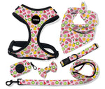 Customizable Pet Harnesses Set: harness、collar、leash、poop bag holder、bowtie、bandana