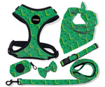 Customizable Pet Harnesses Set: harness、collar、leash、poop bag holder、bowtie、bandana