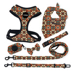 Customizable Pet Harnesses Set: harness、collar、leash、poop bag holder、bowtie、bandana