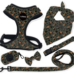 Customizable Pet Harnesses Set: harness、collar、leash、poop bag holder、bowtie、bandana