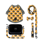 Customizable Pet Harnesses Set: harness、collar、leash、poop bag holder、bowtie、bandana