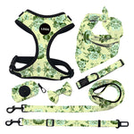 Customizable Pet Harnesses Set: harness、collar、leash、poop bag holder、bowtie、bandana