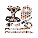 Customizable Pet Harnesses Set: harness、collar、leash、poop bag holder、bowtie、bandana
