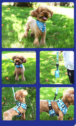 Customizable Pet Harnesses Set: harness、collar、leash、poop bag holder、bowtie、bandana
