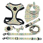 Customizable Pet Harnesses Set: harness、collar、leash、poop bag holder、bowtie、bandana