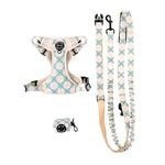 Customizable Pet Harnesses Set: harness、collar、leash、poop bag holder、bowtie、bandana
