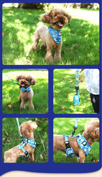 Customizable Pet Harnesses Set: harness、collar、leash、poop bag holder、bowtie、bandana