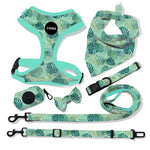 Customizable Pet Harnesses Set: harness、collar、leash、poop bag holder、bowtie、bandana