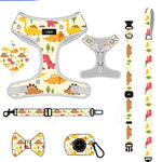 Customizable Pet Harnesses Set: harness、collar、leash、poop bag holder、bowtie、bandana