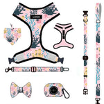 Customizable Pet Harnesses Set: harness、collar、leash、poop bag holder、bowtie、bandana
