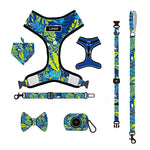 Customizable Pet Harnesses Set: harness、collar、leash、poop bag holder、bowtie、bandana