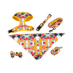 Customizable Pet Harnesses Set: harness、collar、leash、poop bag holder、bowtie、bandana