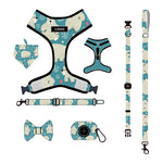 Customizable Pet Harnesses Set: harness、collar、leash、poop bag holder、bowtie、bandana