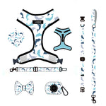 Customizable Pet Harnesses Set: harness、collar、leash、poop bag holder、bowtie、bandana